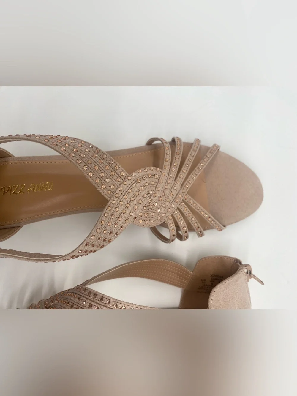 Women’s Nude Rhinestone Wedge Sandals Size 10 New